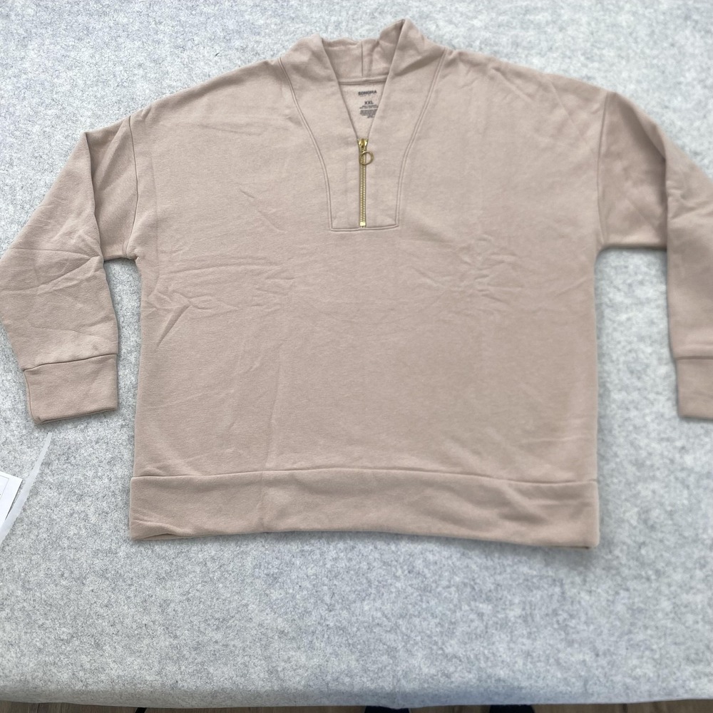Sonoma Goods For Life Sweatshirt Womens 2X Beige 1/4 Zip Mock Neck Pullover
